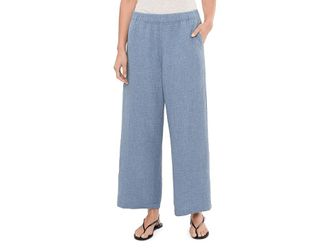 Eileen Fisher Organic Cotton Doubleweave Ankle Wide Pants Womens Clothing Haze : LG 27, Cotton/Elastane