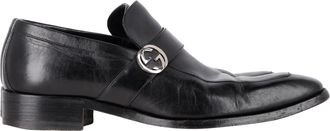Gucci Pre-owned Mens Interlocking G Slip-On Loafers in Black Leather - Size 40.5 EU/IT