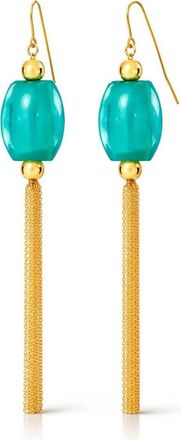 Gold & Honey Womens Tassel Bead Drop Earrings In Teal