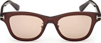 Tom Ford 52mm Square Sunglasses in Shiny Dark Brown /Brown at Nordstrom