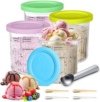 OEM Recipientes Para Helado Ninja Creami, Contenedor De 680 Ml Para Ninja Creami Deluxe Nc501/nc500, Con Tapa De Cuchara