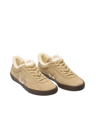 Veja Womens Sneakers Volley Fured Suede Dune-Platinum-Eagle Trainers Dune/platinum/eagle