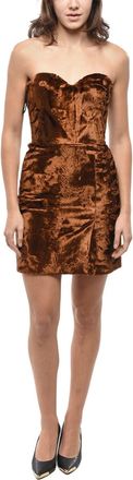 Alexander McQueen Brown Sweet Heart Neck Mini Dress