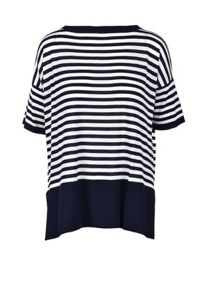 Wild Cashmere Viscose/Polyamide/Silk Knit Top - Blue/White