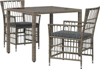 vidaXL Juego De Comedor Para Exteriores 3 Uds. Gris Rat&aacute;n Sint&eacute;tico Vidaxl