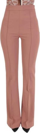 Elisabetta Franchi High Waist Broek met Bell Achterzakken - Dames - Wijde Broeken - Roze - L - Broeken