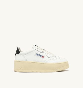 Autry MEDALIST PLATFORM SNEAKERS IN WHITE AND BLACK LEATHER