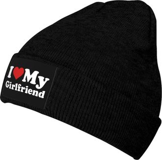 Generic Knitted Cap, I Love My Girlfriend I Heart My Girlfriend Beanie for Men Universal Beanie Hat Elastic Knit Cuffed Winter Hat for Teens Adults Running