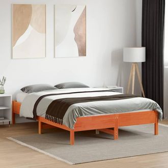 Berkfield Home Beautiful Bed Frame without Mattress Wax Brown 135x190 cm Double