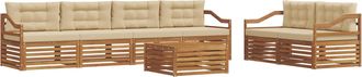 vidaXL Conjunto De Sof&aacute;s De Exterior 7 Uds. Natural Y Beige Vidaxl