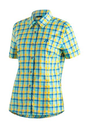 Maier Sports Funktionsbluse MAIER SPORTS Philina, Damen, Gr. 36, gelb (pastellgelb), 85% Polyester, 15% Viscose, Blusen Funktionsbluse, Karierte Kurzarm-Bluse f&uuml;r 