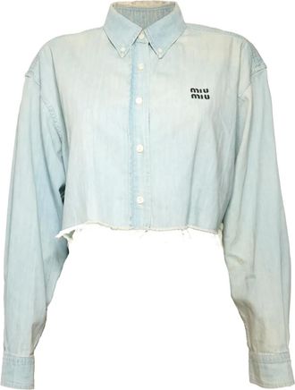 Miu Miu Camicia denim con frange 2021 - Blu