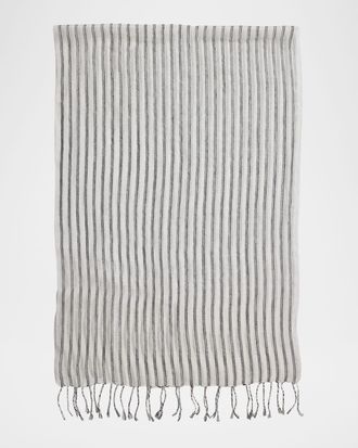 Brunello Cucinelli Striped Linen Blend Scarf