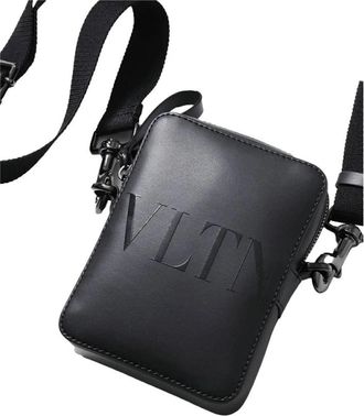 Valentino Pre-owned Small Vltn Leren Crossbody Tas - unisex - Vintage Schoudertas - Zwart - ONE Size - Leer - Vintage