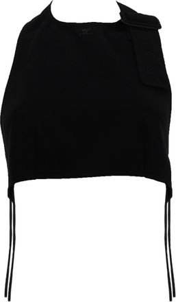 Courr&egrave;ges Black Solid Round Neck Top