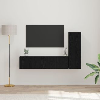 Berkfield Home TV Cabinet Set 3 pcs Black oak Small 30.5 x 30 x 90 cm