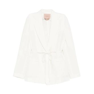 Twinset Blazers, female, White, Size: XS Blazer con cintura