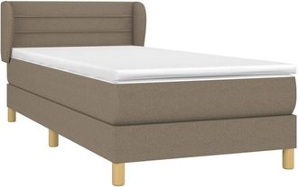 vidaXL Cama Box Spring Con Colch&oacute;n Tela Gris Taupe 80x200 Cm Vidaxl
