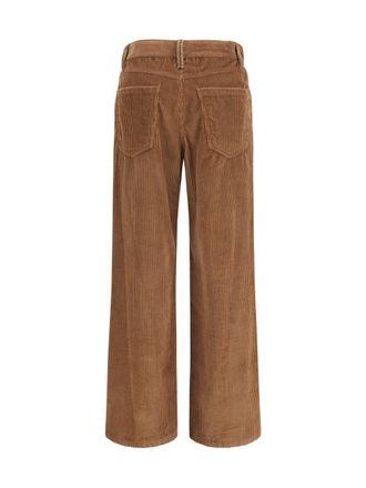 Brunello Cucinelli Womens Straight Velvet Pants Dattero Cotton Trousers