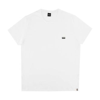 HUGO BOSS Tops, Heren, Wit, M, Katoen, T-shirt met korte mouwen en ronde hals
