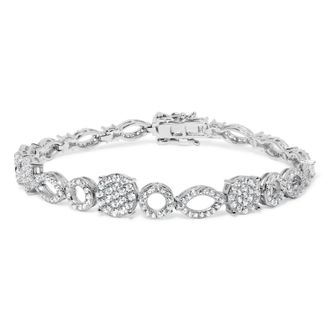 House of Brilliance 10K White Gold 3.00 Cttw Diamond Link Bracelet