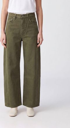 Mother Jeans a gamba larga e vita alta in denim di cotone stretch
