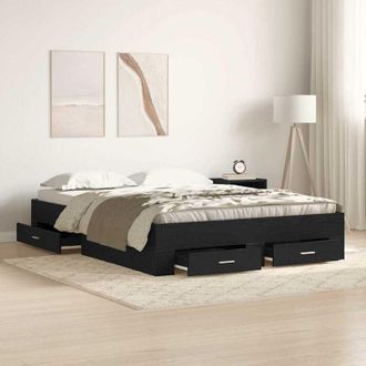 vidaXL Estructura De Cama Con Caj&oacute;n Roble Negro 160 X 200 Cm Vidaxl