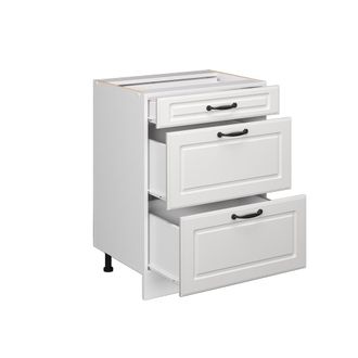 Vicco Mobiletto Base Per Cucina R-line, Bianco Casa Di Campagna, 60 Cm Con Cassetti, Senza Piano Di Lavoro Vicco