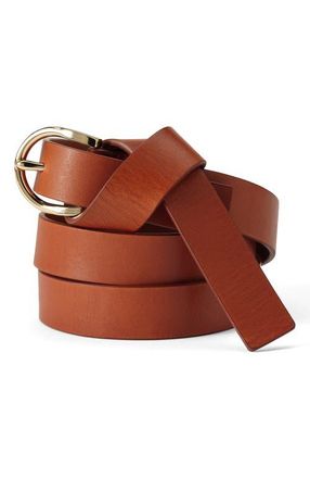 Lands End Leather Knot Belt in Cognac at Nordstrom, Size X-Large