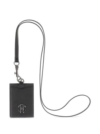 Roberto Cavalli logo-plaque card holder - men - Viscose/Lamb Skin - One Size - Black