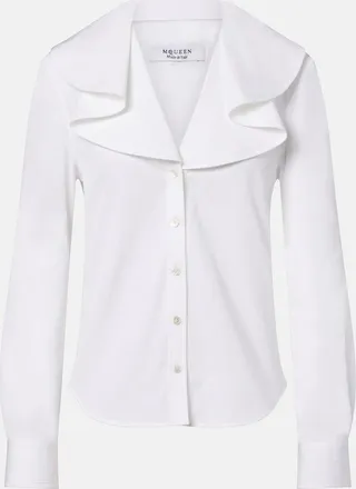 Alexander McQueen Draped cotton poplin shirt