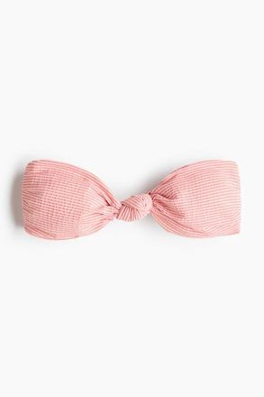 H&M Padded Bandeau Bikini Top in Pink/light Beige Striped at Nordstrom, Size Medium