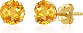 MAX + STONE 14k Yellow or White Gold 6mm Round Solitaire Gemstone Stud Earrings