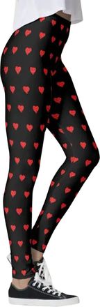Generic Valentines Day Sport Yoga Leggings for Women High Waisted with Hearts Butt Lifting Yoga Pants Skimpy Compression Tights Tummy Control Queen of Hearts 