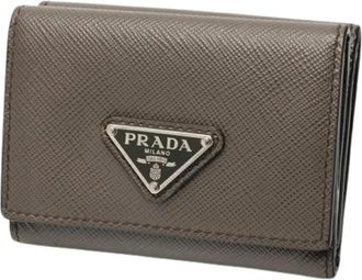 Prada Pre-owned Tri-fold Wallet - Dames - Vintage Accessoires - Grijs - ONE Size - Leer - Vintage