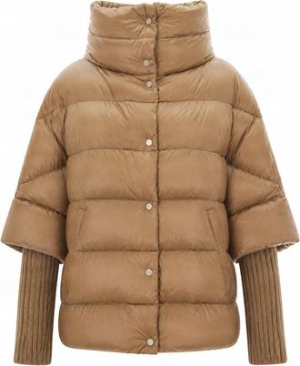 Herno Boxy High-Collar Puffer Jacket With Ribbed Knit Cuffs