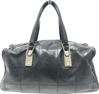 Chanel Black Leather Handbag Tote Bag (Pre-Owned)