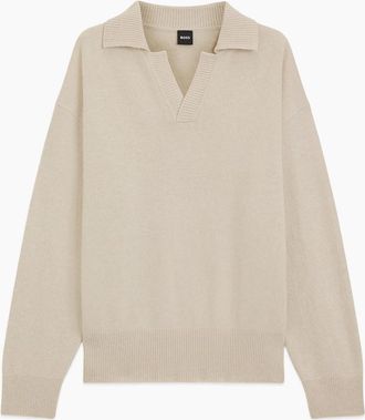 HUGO BOSS Mens C Ucari Sweater Beige - White - Size: 40