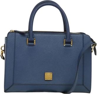 MCM Tweedehands leren handtassen - Dames - Vintage Handtas - Blauw - ONE Size - Leer - Vintage