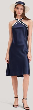 LilySilk Glossy Camellia Silk Halter-Neck Dress for Women