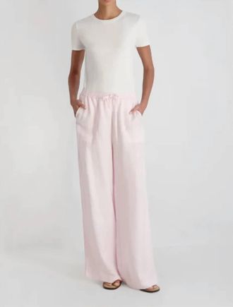 French Connection Cooper Linen Wide Leg Pants In Pink Icing