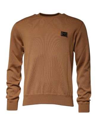 Dolce & Gabbana Mens Crew Neck Sweatshirt Brown Cashmere - Size EU 48 (Mens)