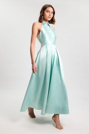 Karen Millen Twill Collared Maxi Dress in Mint at Nordstrom, Size 12