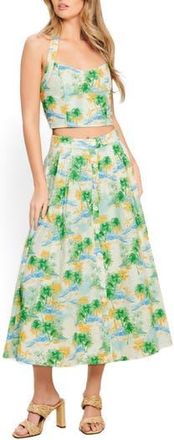 Flying Tomato Halter Top & Midi Skirt Set in Ivory Green at Nordstrom Rack, Size Medium