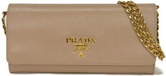Prada Pre-owned Cross Body Bags, female, Beige, Size: ONE SIZE Pre-owned Vitello Move Chain Shoulder Bag