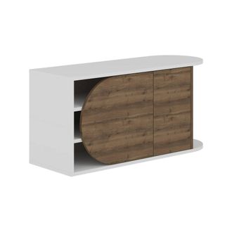 Dmora Zapatero Kyle, Mueble Para 8 Pares De Zapatos, 2 Estantes, 2 Puertas, 104x37x50h Cm, Madera Nogal Marr&oacute;n