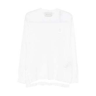 Ami Round-neck Knitwear, female, White, Size: L Ami Paris Sweaters White