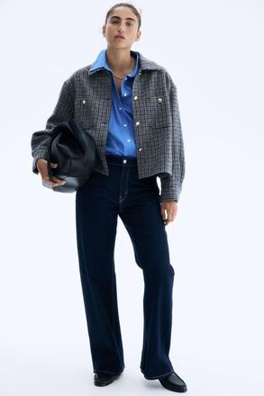 H&M Oversized Jacket in Gray/checked at Nordstrom, Size Xx-Small