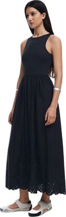Desigual Dijon Sleeveless Midi Dress with Ribbed Top 25SWVK58 Black