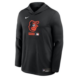 Nike Baltimore Orioles Authentic Collection Nike Mens Dri-FIT MLB Long-Sleeve Hooded Top in Black | 03B900AOLE-S9Q